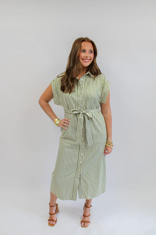 Gianna Button Up Striped Dress