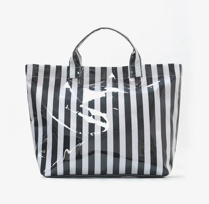 Colorblock Striped Tote Bag - Waterproof Beach Bag
