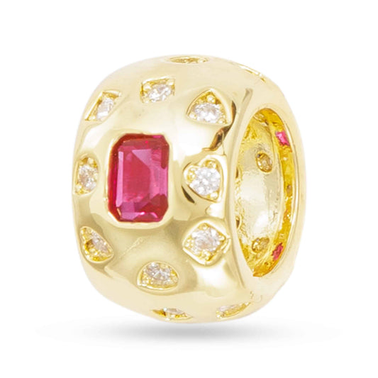 Gold CZ Wide Round Charm