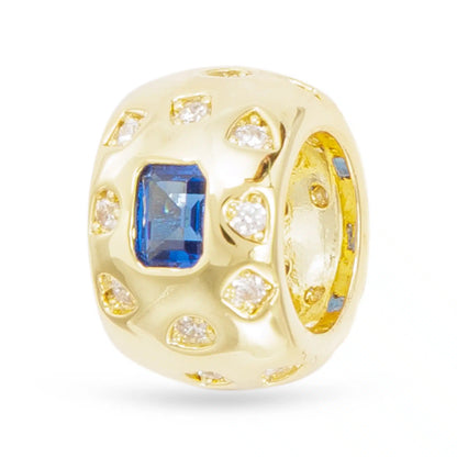 Gold CZ Wide Round Charm