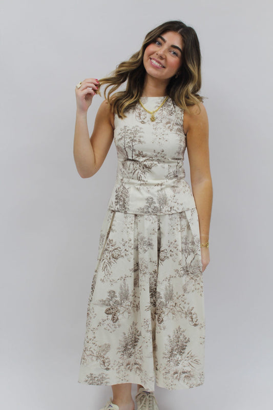 Heirloom Garden Pleated Midi Skirt