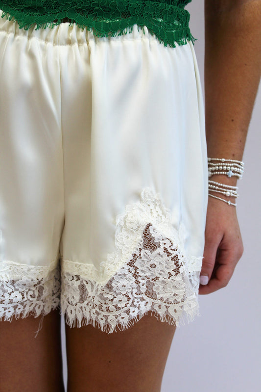 Cream Satin Kiss Shorts