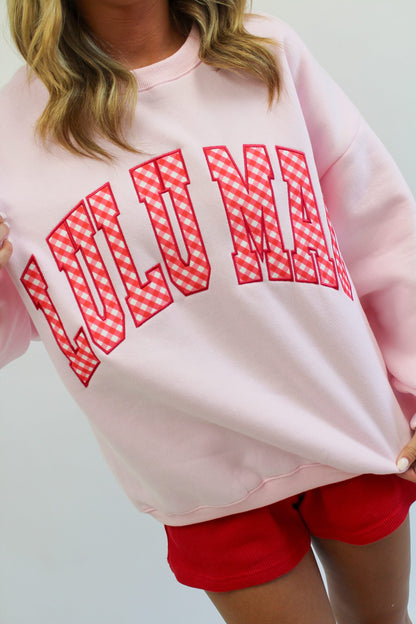 Lulu Mac Pink with Red Gingham Sweatshirt