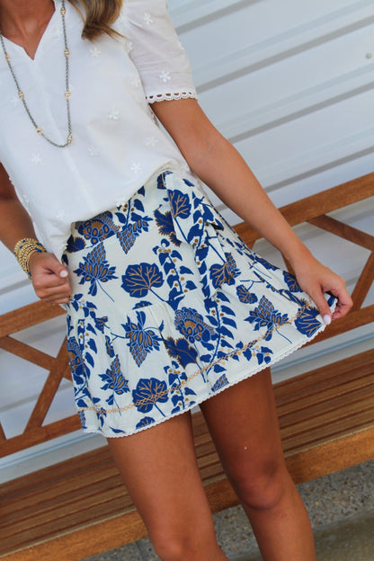 He's Obsessed Smocked Detail Skirt - Navy