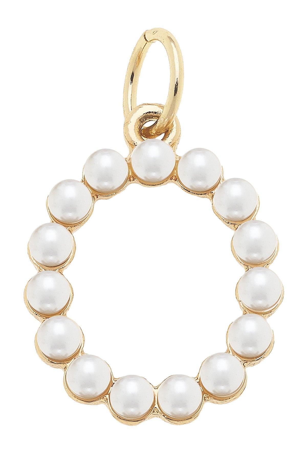 Pearl - Studded Letter Charm in Ivory