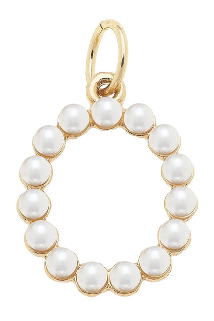 Pearl - Studded Letter Charm in Ivory