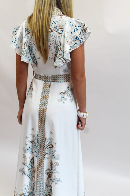 Vintage Elegance Belted Maxi Dress