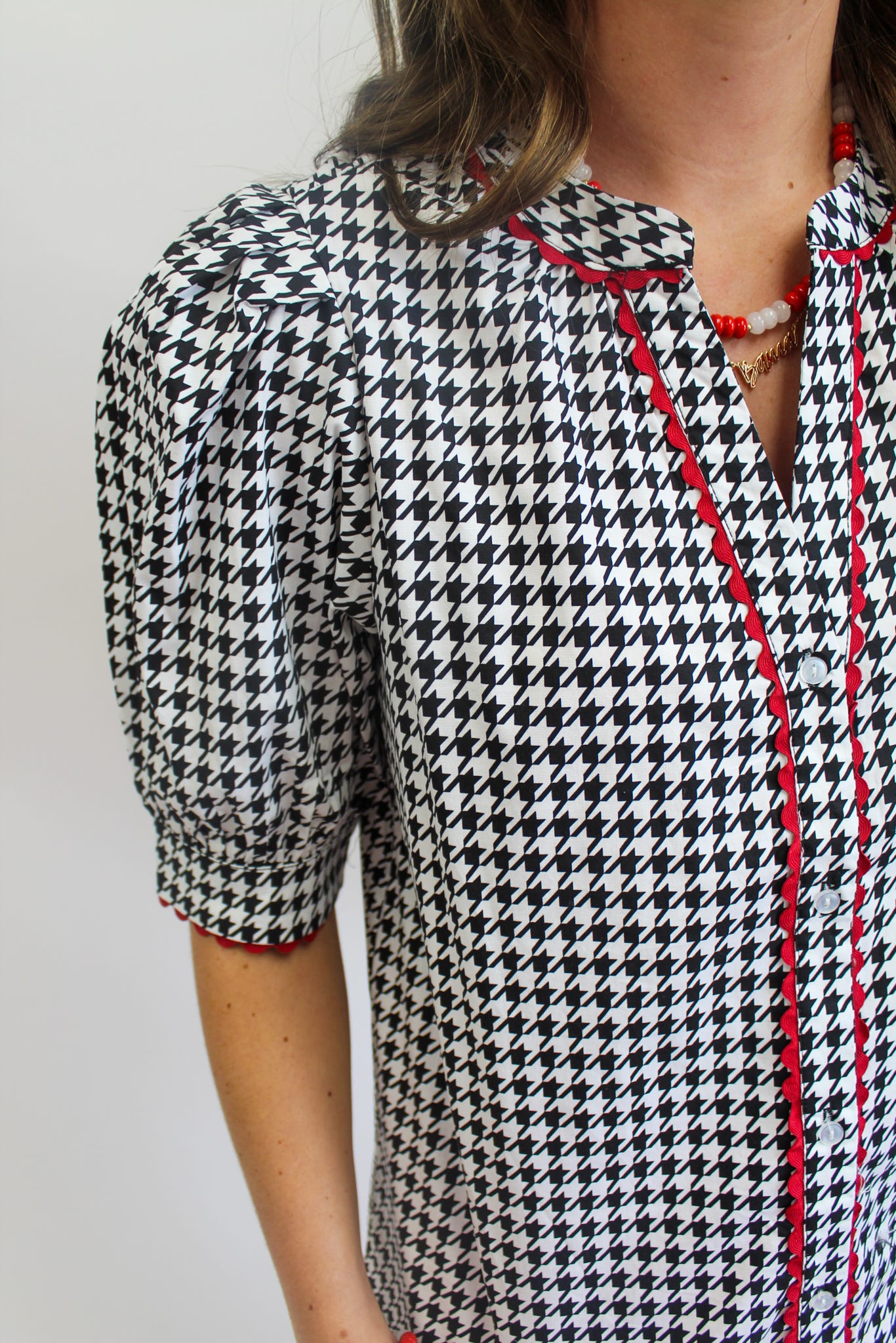 Houndstooth Black Elaine Top