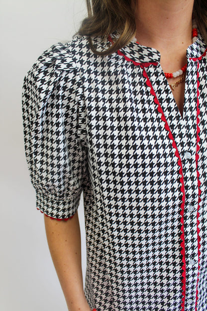 Houndstooth Black Elaine Top