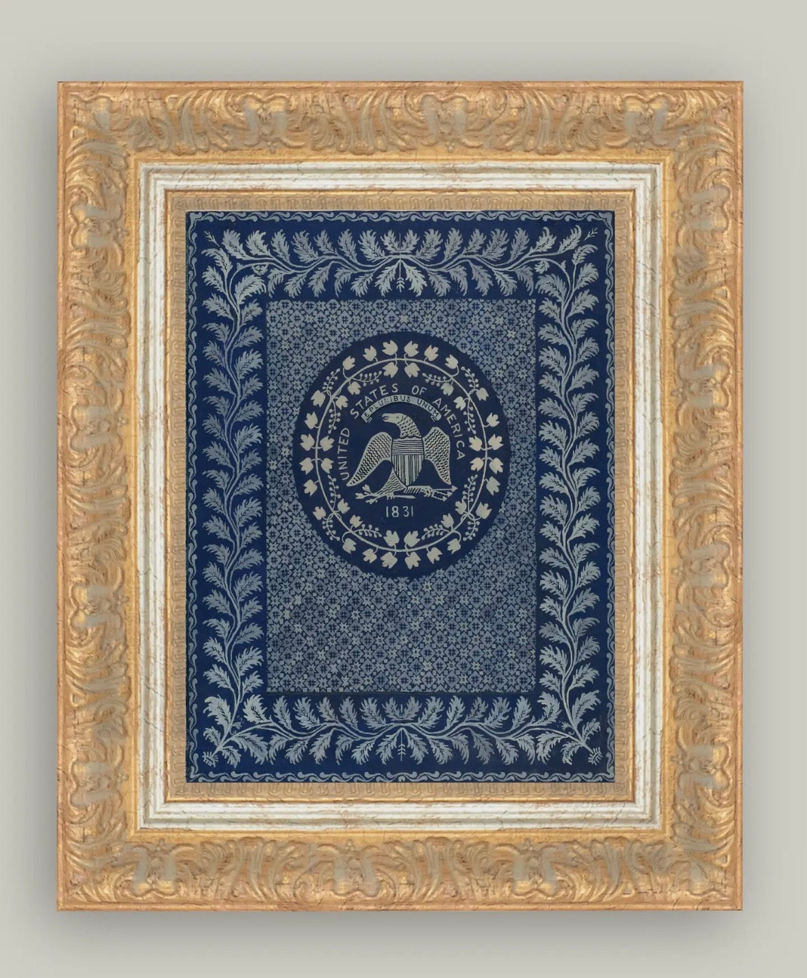 America in Blue Framed Art 7x9