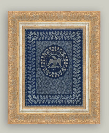America in Blue Framed Art 7x9