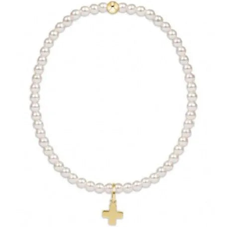 Egirl Classic Pearl 3mm Signature Cross Gold Charm