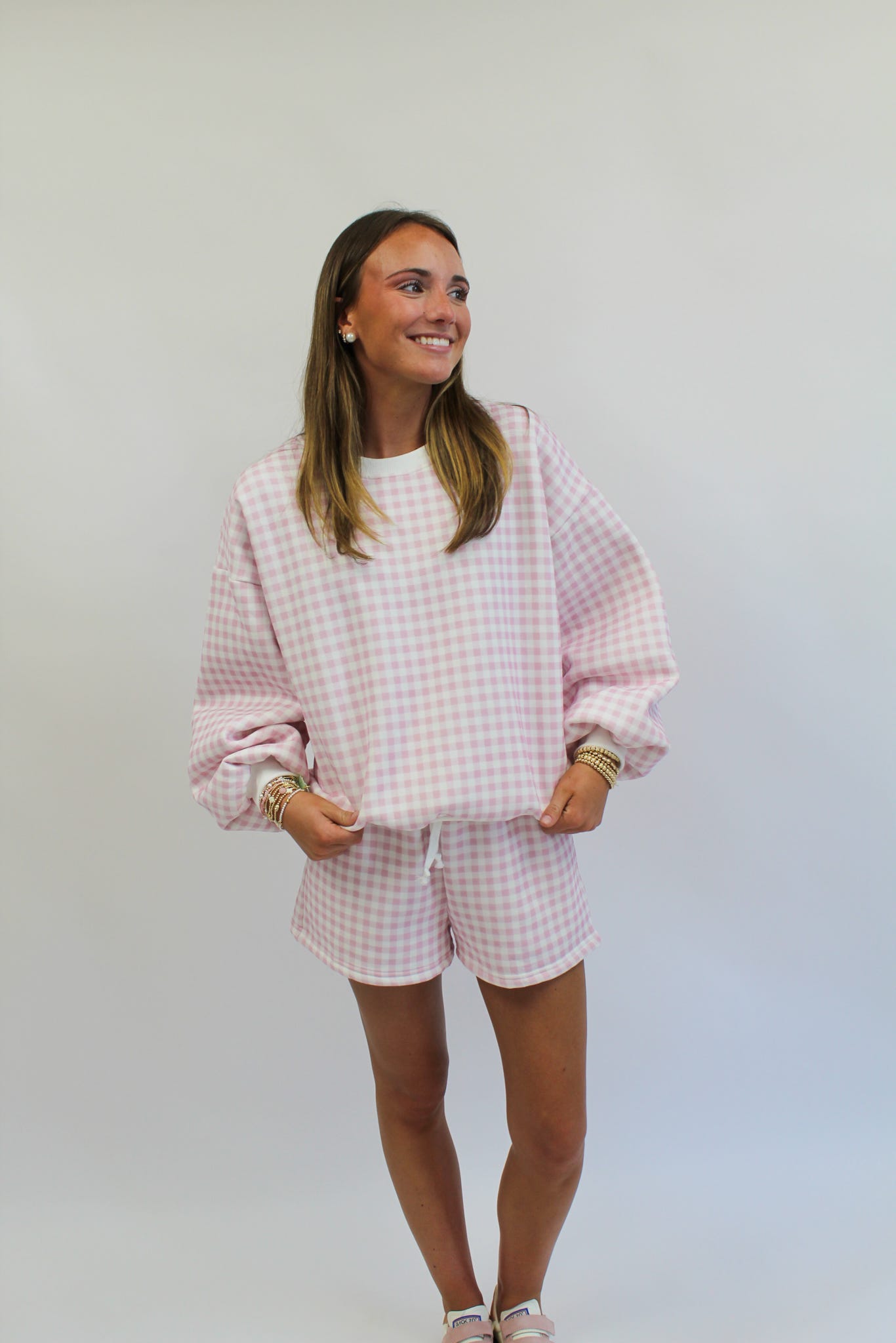 Sweet Talk Gingham Striped Set - Pink