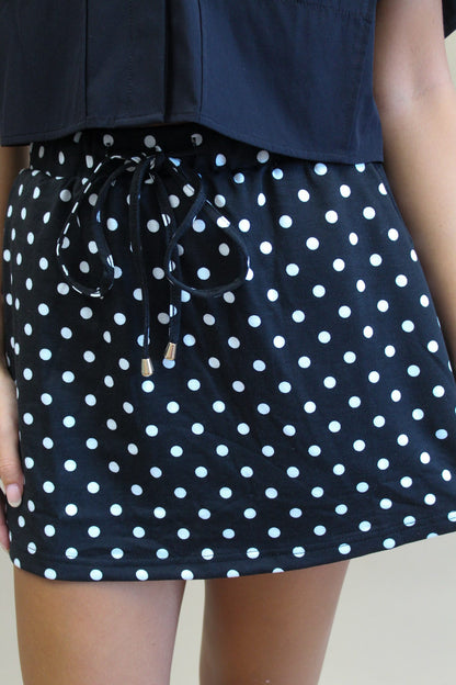 Itsy Bitsy Black Polka Dot Mini Skirt