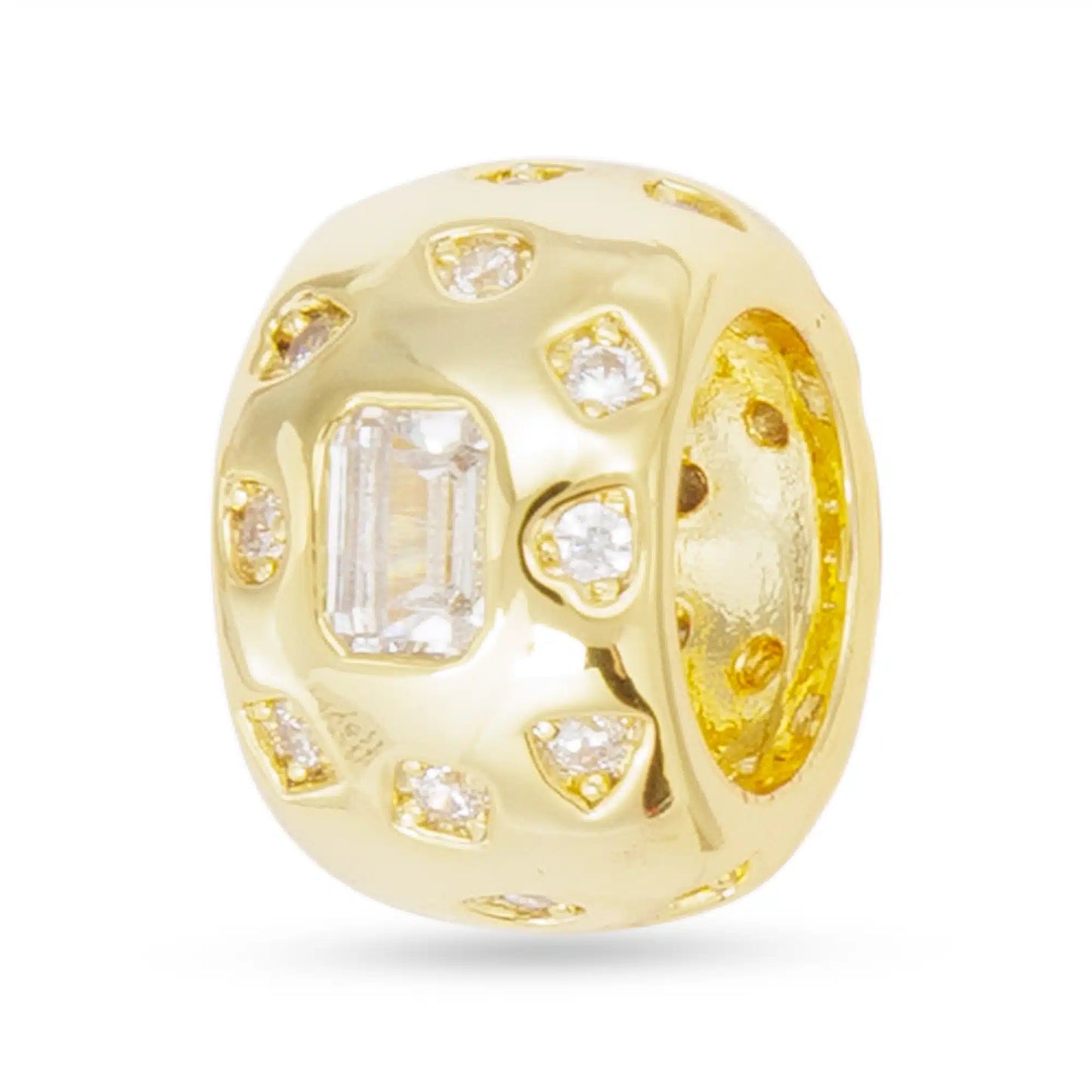 Gold CZ Wide Round Charm