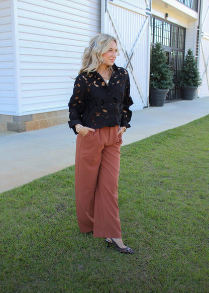 Bespoke Eyelet Black Blouse
