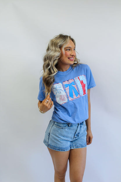 Ribbon Liberty Stamp Tee Top