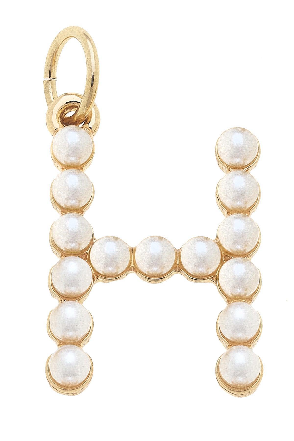 Pearl - Studded Letter Charm in Ivory