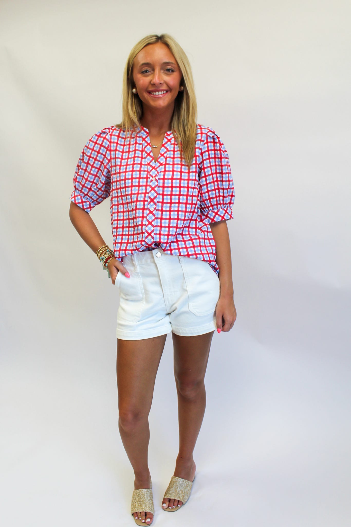 Top Elaine Gingham Red/Blue