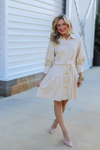 Berkley Mid Sleeve Button Up Dress