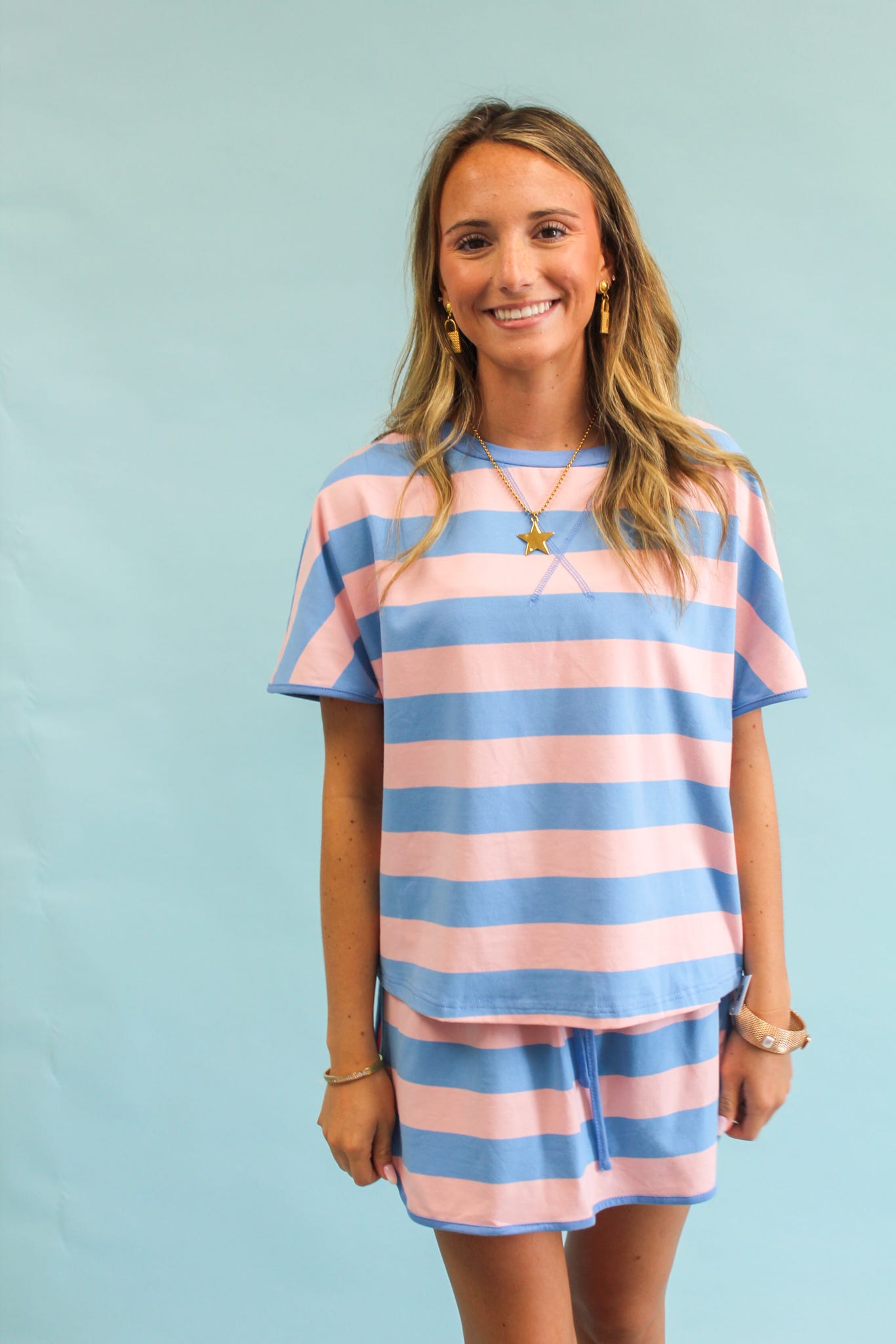 Sunny Skies Stripe Shorts Set