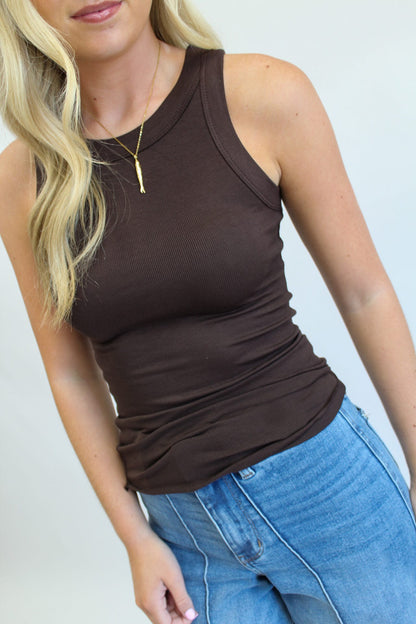 Olivia Ribbed Fitted Scoop Neck Tank Top