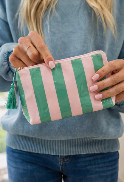 Striped Print Clear Makeup Bag