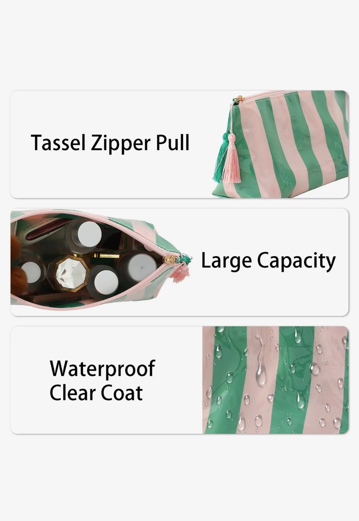 Striped Print Clear Makeup Bag