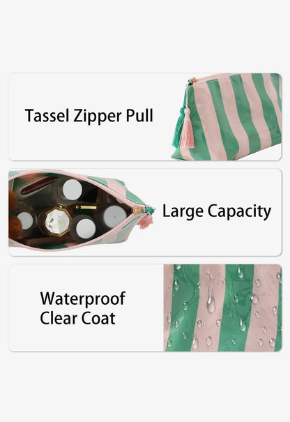 Striped Print Clear Makeup Bag