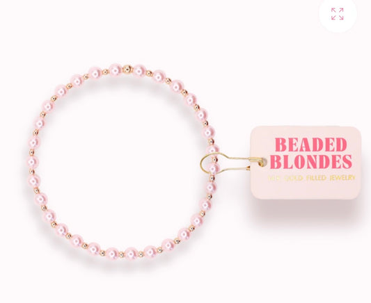 Pink Mini Luci Pearl Bracelet in Gold