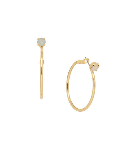 Mini Serafina Hoop Earrings - Bright Gold / White Opal