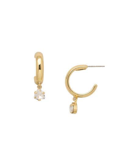 Sedge Huggie Hoop Earrings - Bright Gold/Crystal