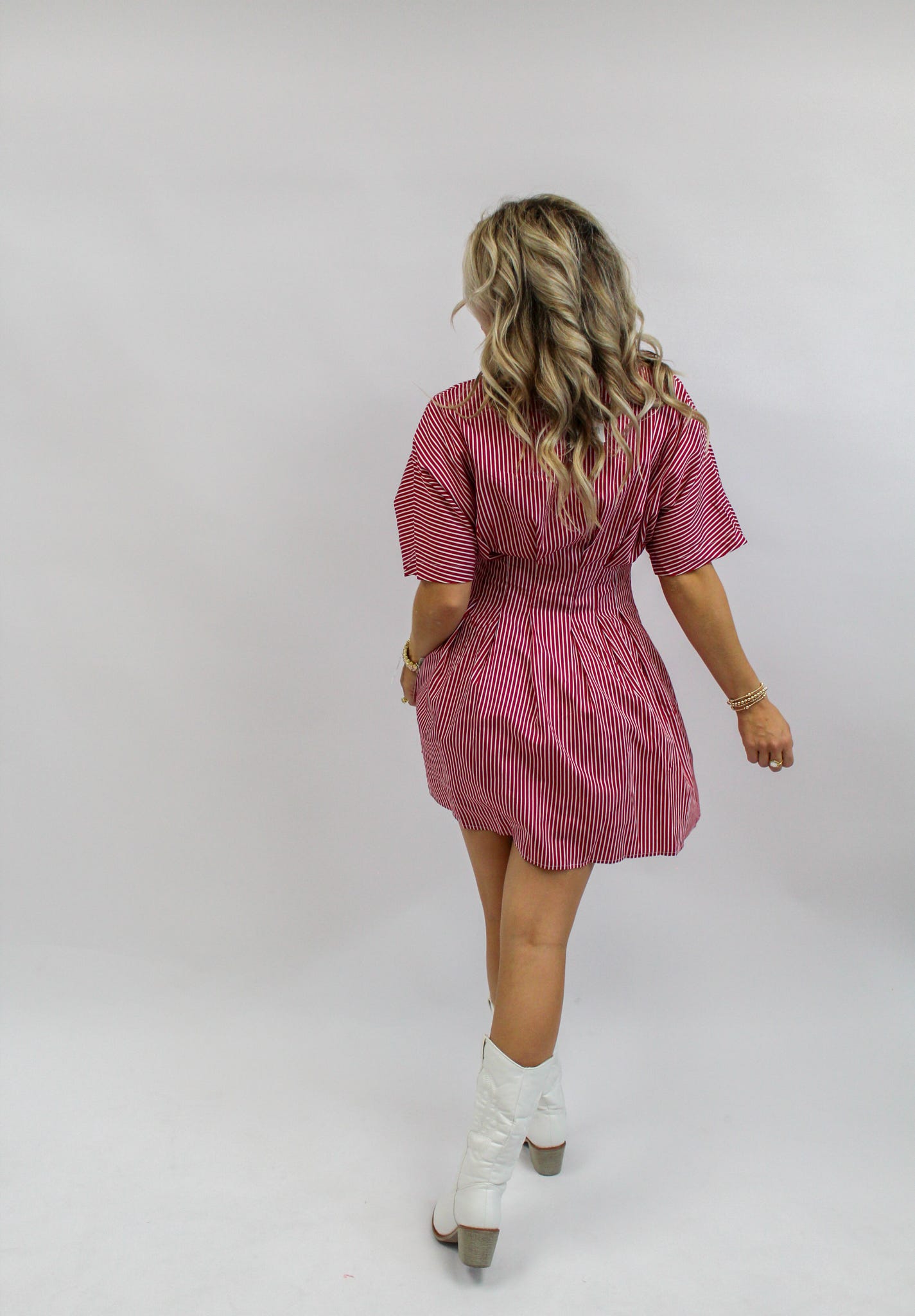 Summer Stripped Pleated Mini Dress