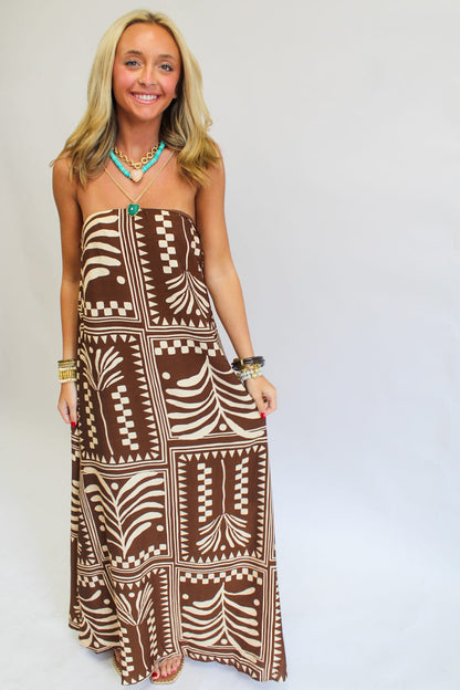 Terracotta Script Maxi Dress