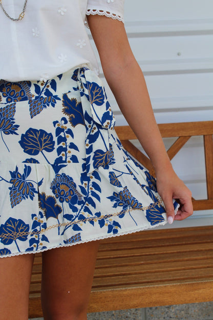 He's Obsessed Smocked Detail Skirt - Navy