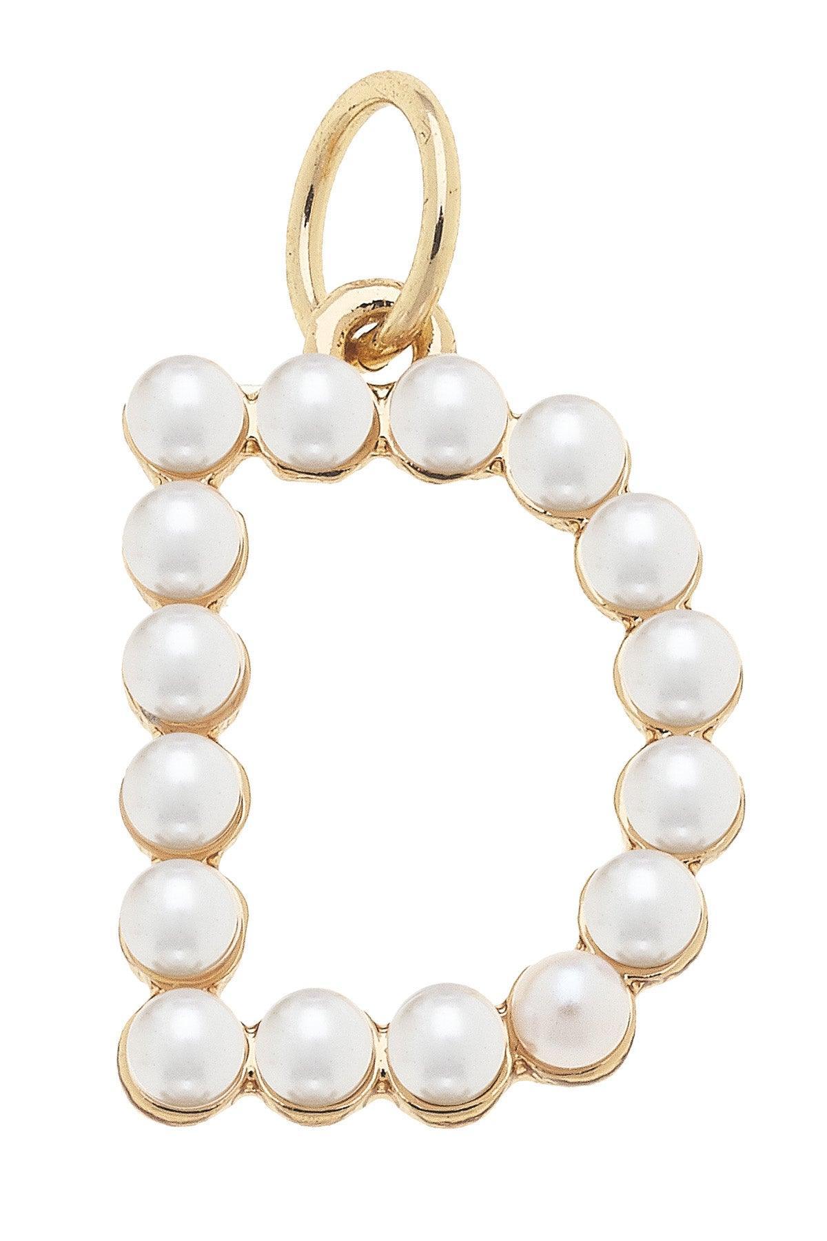 Pearl - Studded Letter Charm in Ivory