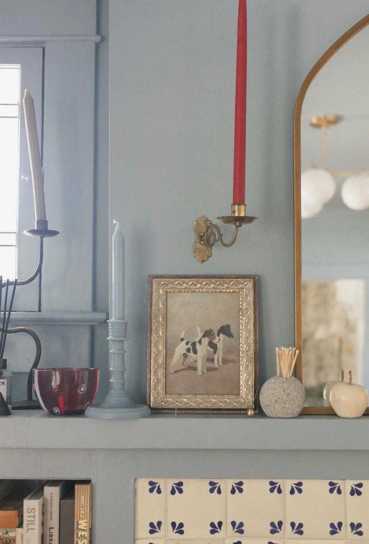 Two Fox Terriers Framed Antique Art 8x10