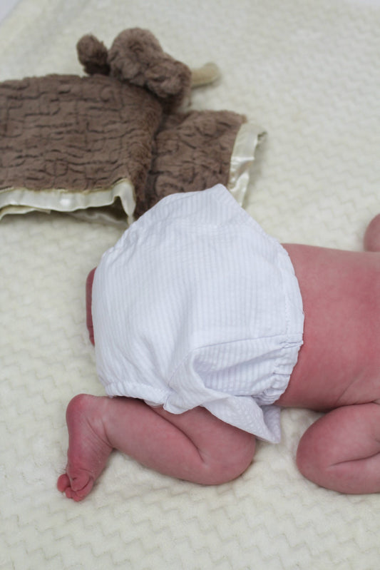 White Seersucker Bloomers 0-6M