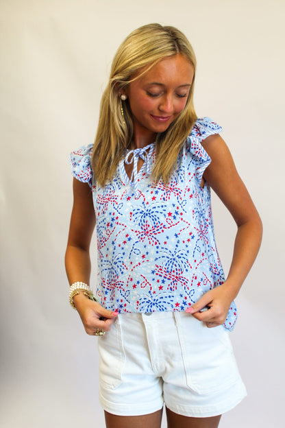 Top Lydia Star Spangled Blue