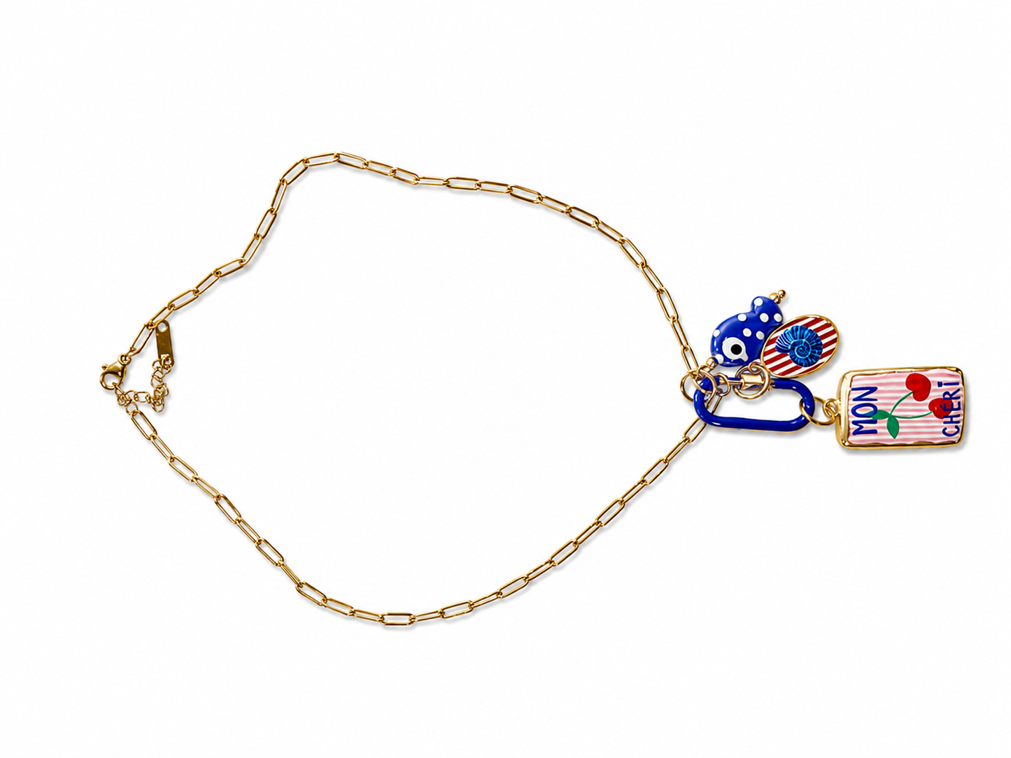 Multi Beaded Necklace with Charm