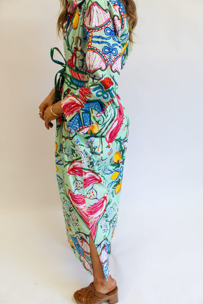 Mint Chinois Shirt Dress Long
