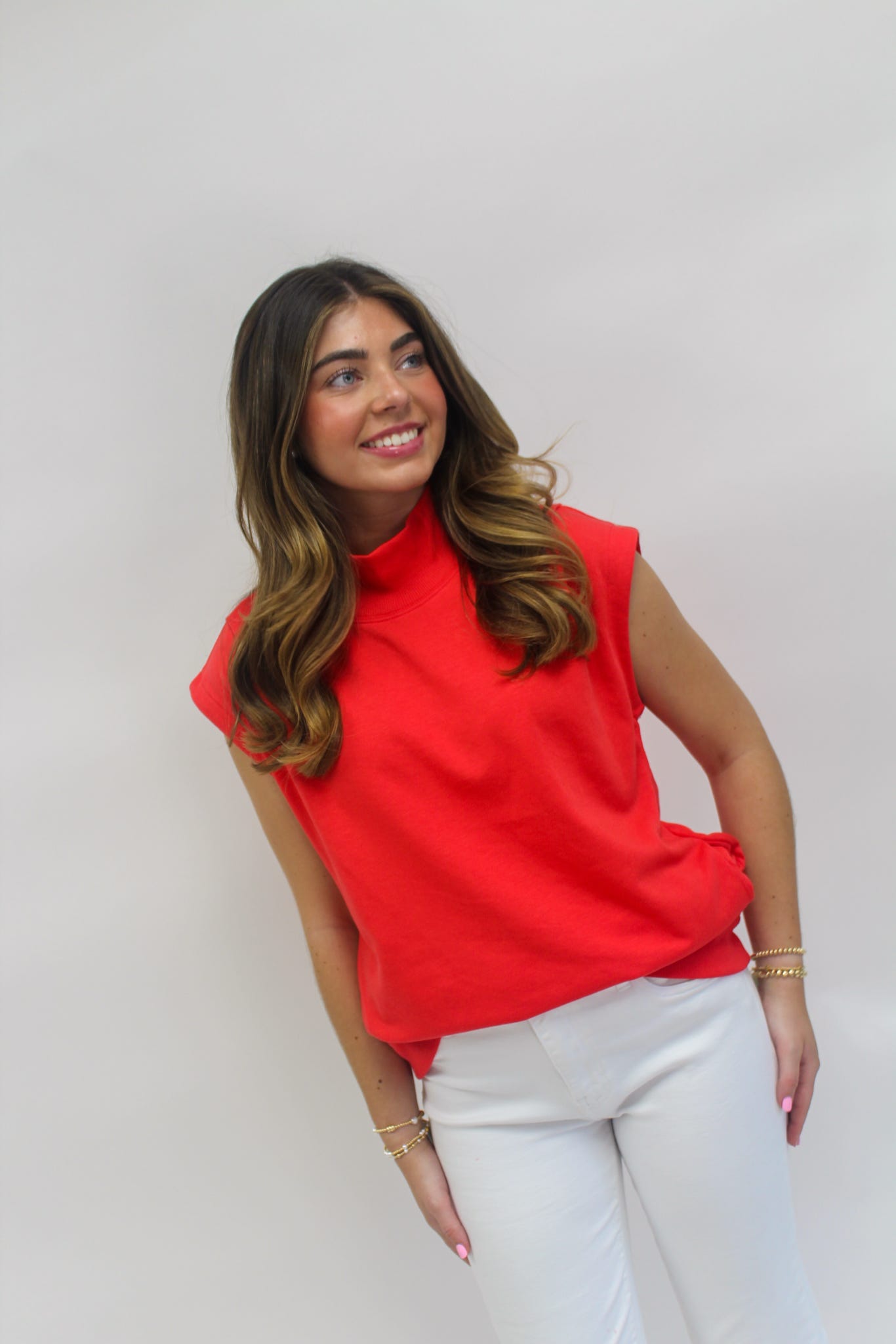 Cloud Nine Mock Neck Top - Red