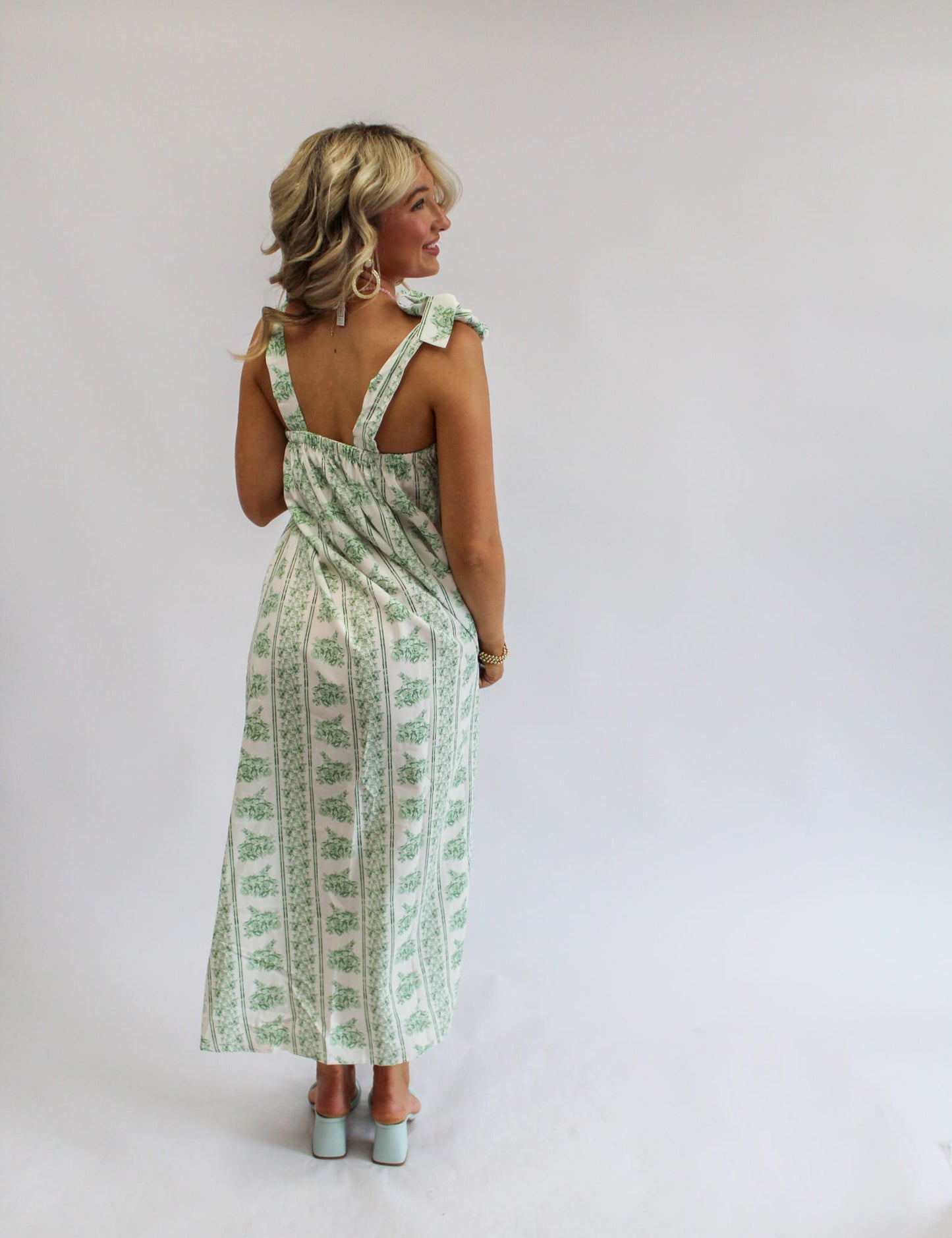 Calista Green Mini Dress w/ Bow Straps