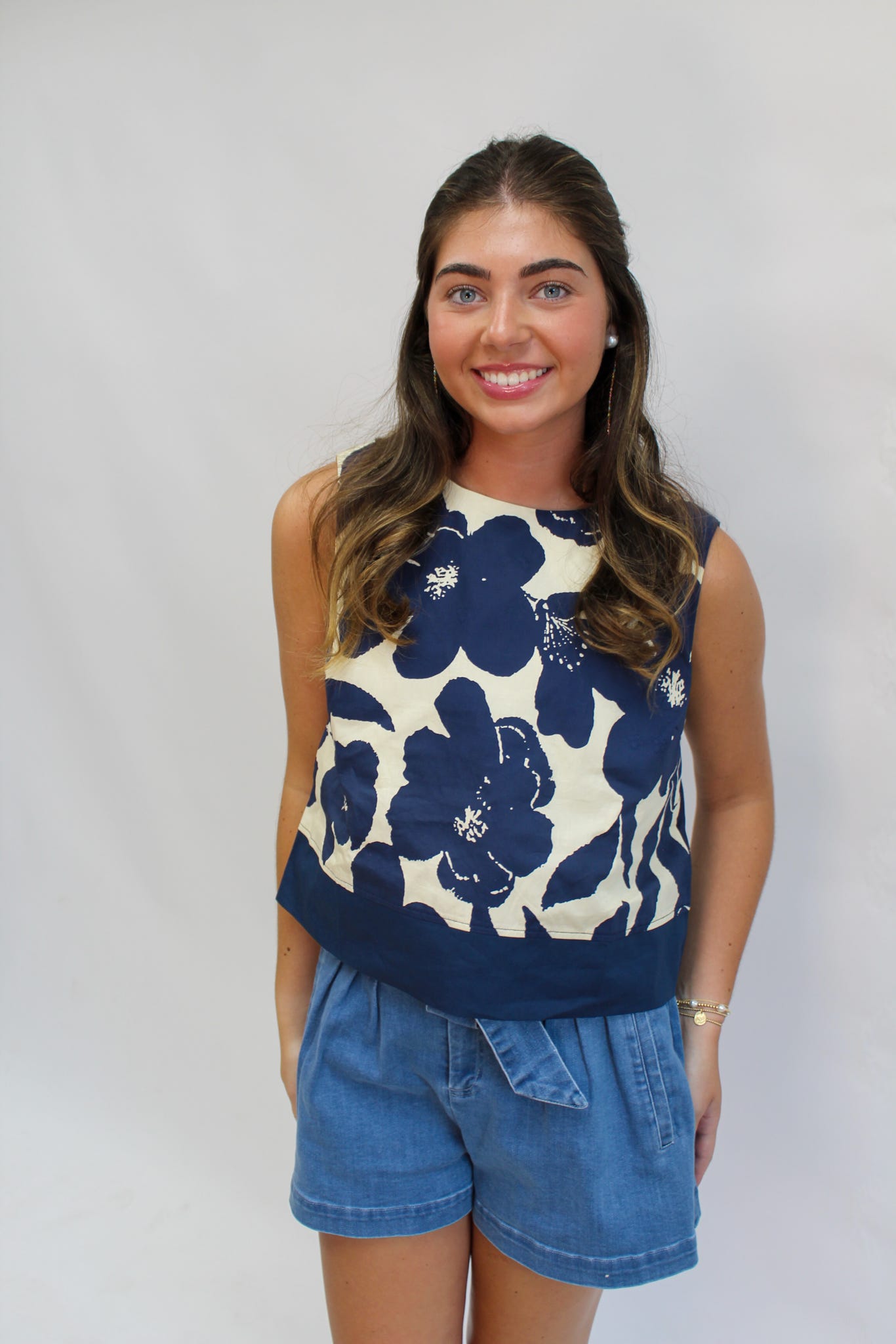 Navy Oasis Crop Top