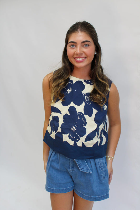 Navy Oasis Crop Top