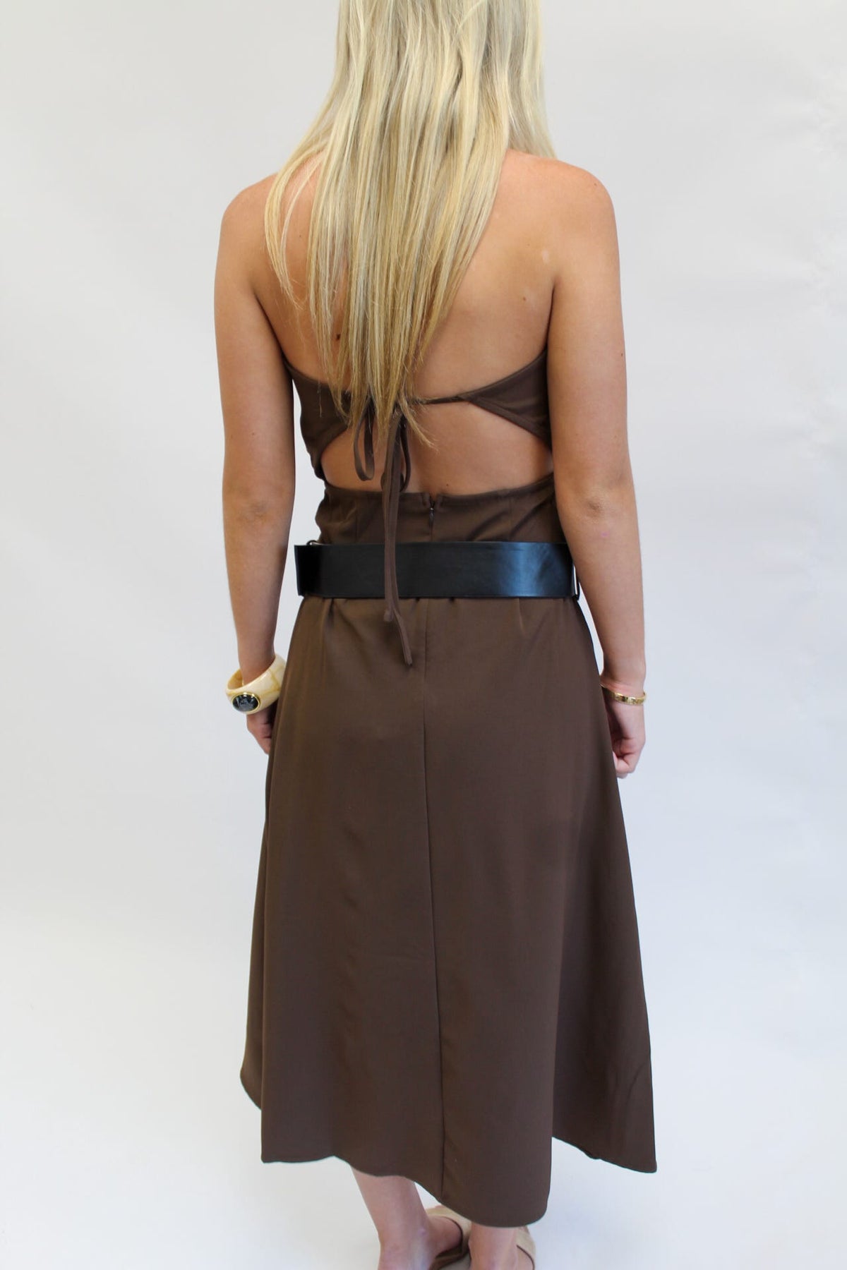 Afterglow Strapless Midi Dress