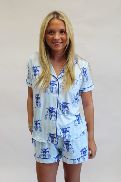 Callie Tiger Short Sleeve Button Up Sleep Shirt
