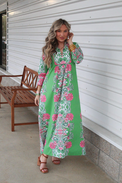 Jade Garden Deb Long Dress and Add on Obi Sash Option
