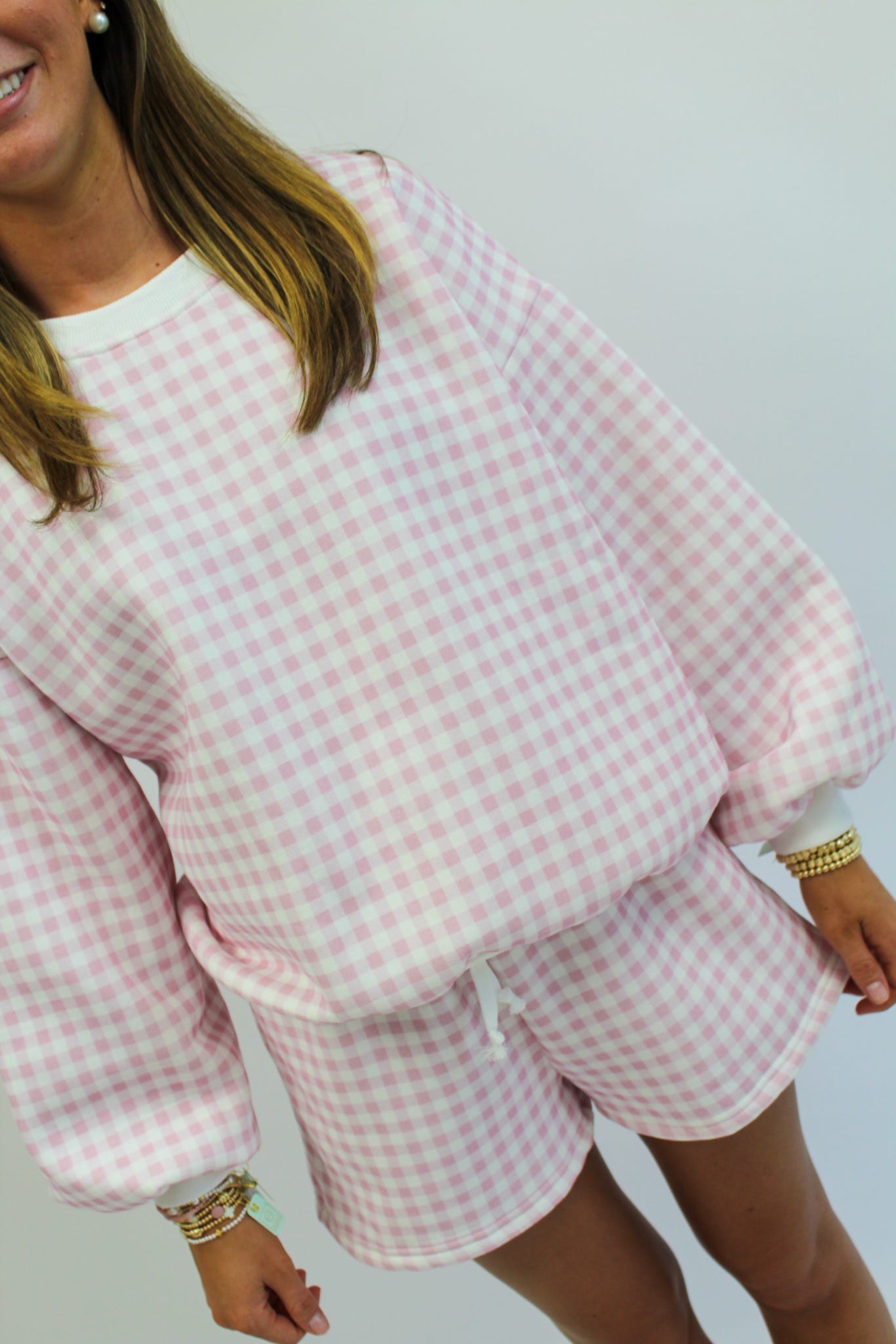 Sweet Talk Gingham Striped Set - Pink