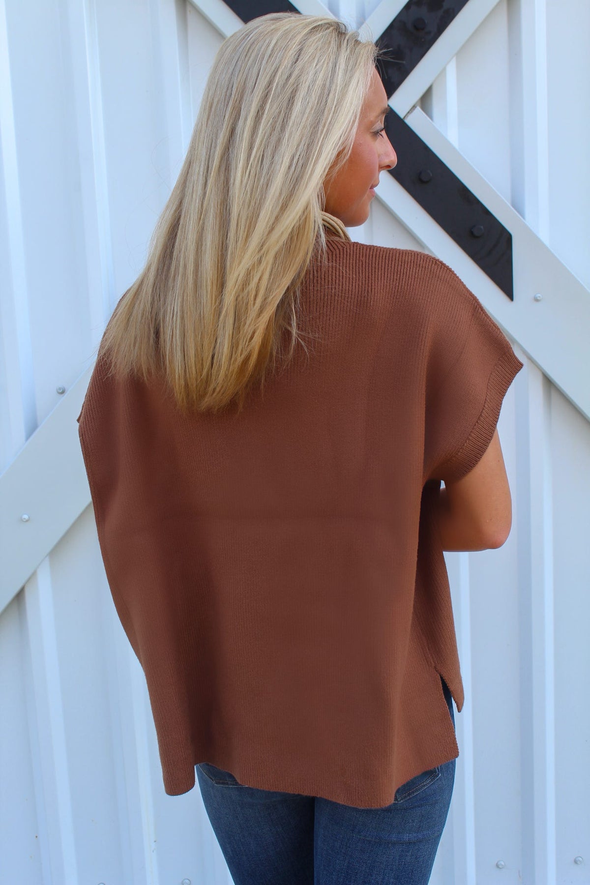 Betty Brown Mockneck Sweater Top